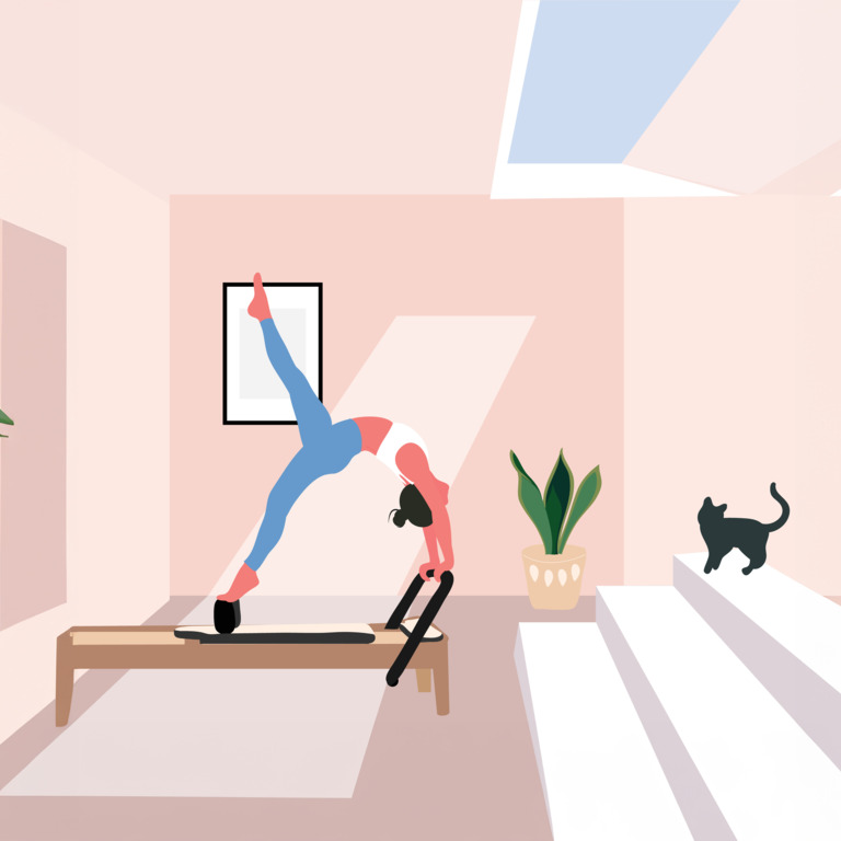 Illustration einer Frau, die Pilates macht